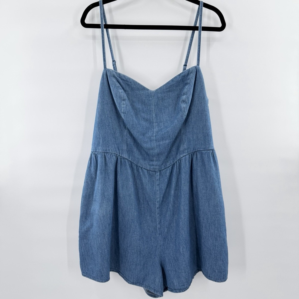 Old Navy Denim Chambray Fit & Flare Cami Romper Coastal Cowgirl Plus Size 2X
